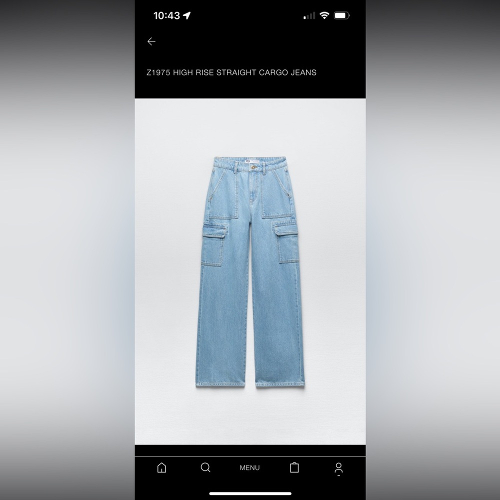 Zara high rise straight cargo jeans